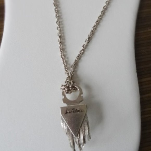 SAM EDELMAN SPEAR SHAPED GREEN RHINESTONES  ABALONE SHELL CHAIN DANGLE PENDANT - Picture 9 of 11